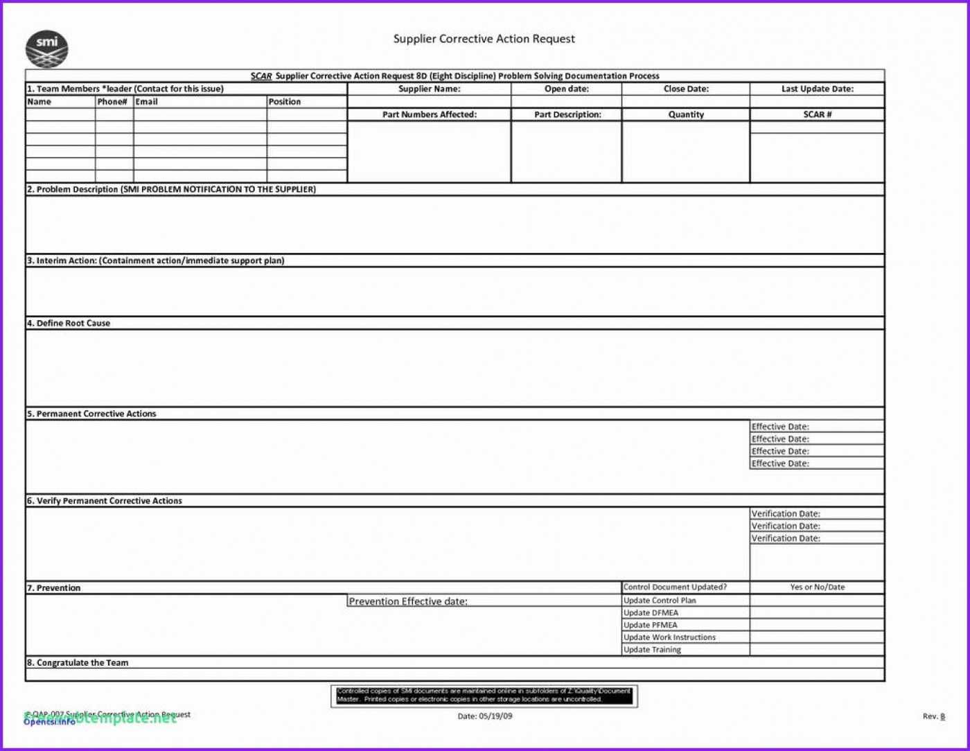 Thealmanac/g/009 Corrective Action Requestrm I With Regard To Ncr Report Template