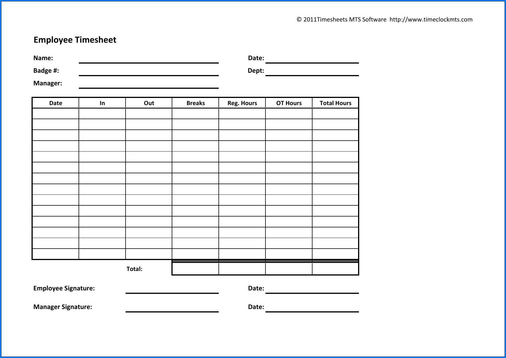 Timesheet Employee – Zohre.horizonconsulting.co With Regard To Weekly Time Card Template Free