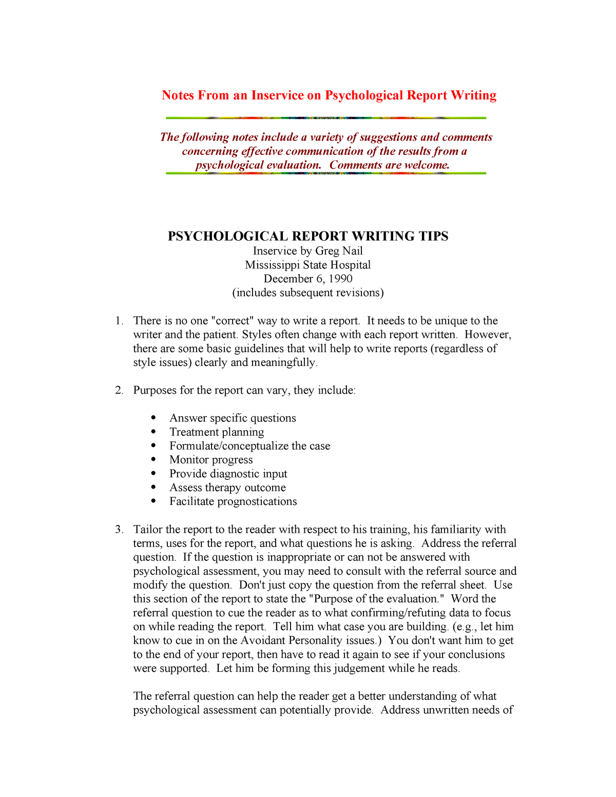Tips In Psychological Report Writing – Psych 522 – Studocu Pertaining To School Psychologist Report Template