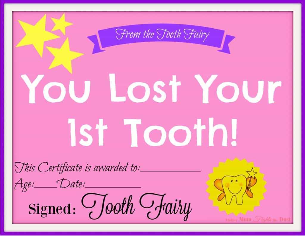 Tooth Fairy Certificate Template Free Throughout Tooth Fairy Certificate Template Free