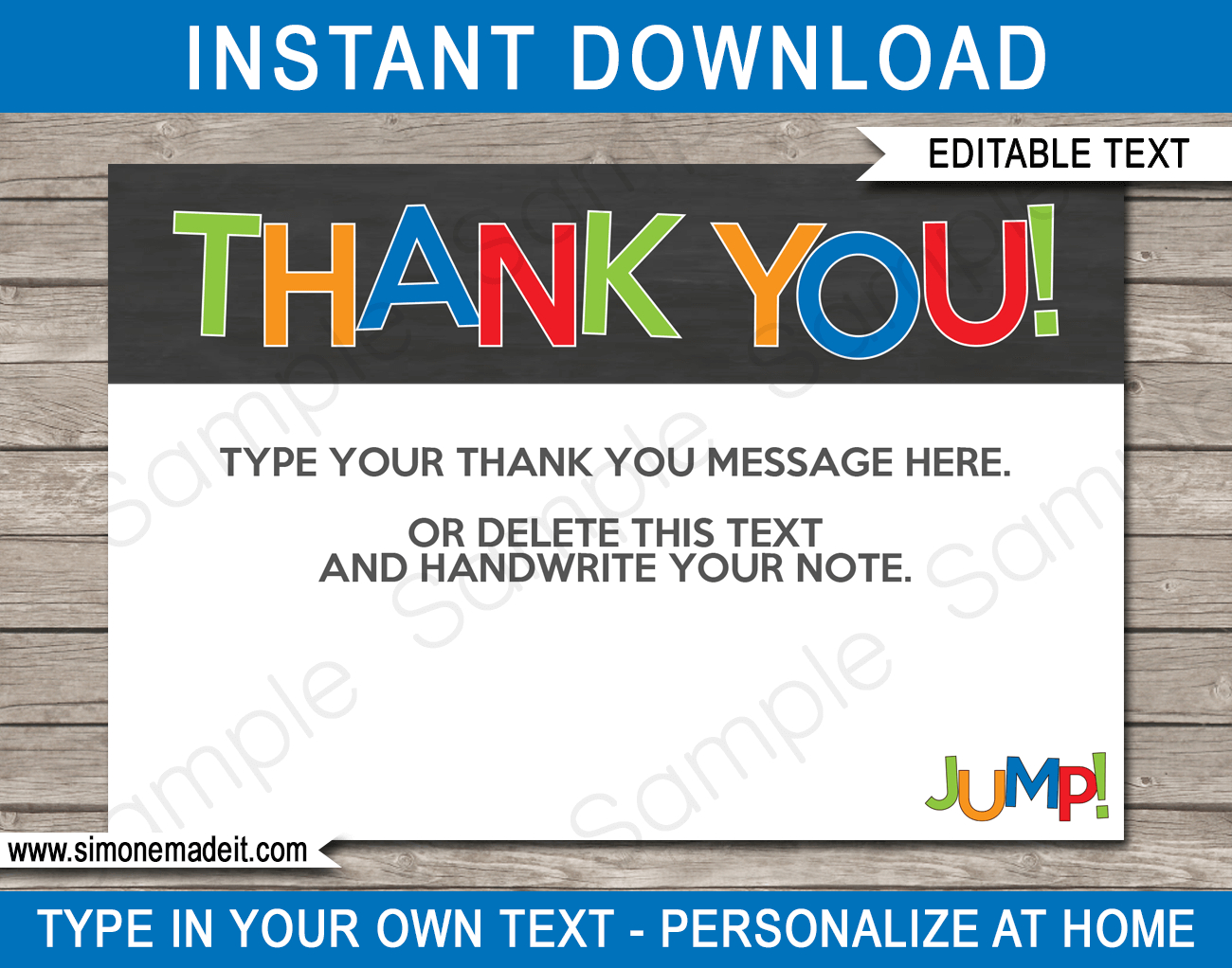 Trampoline Party Thank You Cards Template – Boys Throughout Soccer Thank You Card Template