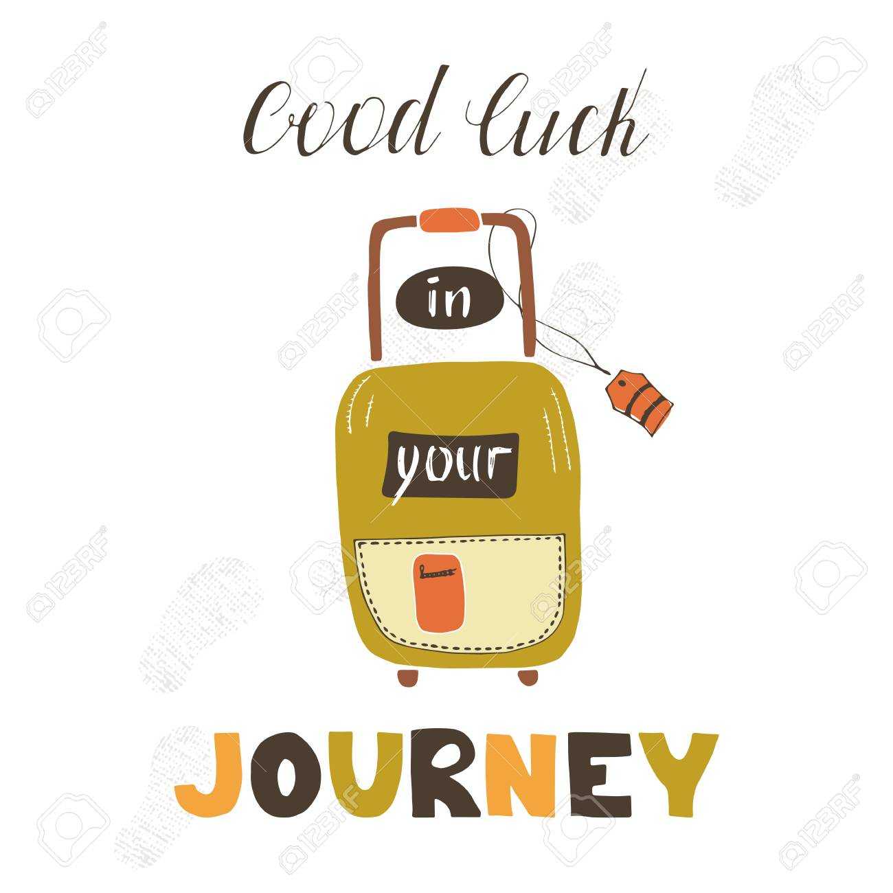 Travel Card Template With Suitcase. Greeting Postcard With Hand.. Within Good Luck Banner Template