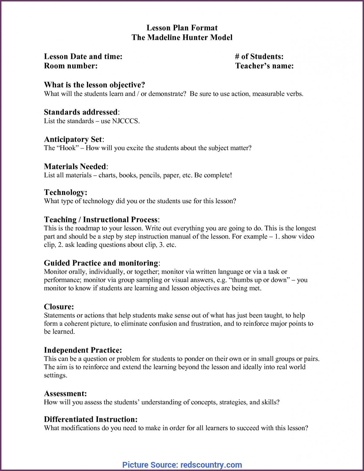 Trending Madeline Hunter Seven Point Lesson Plan Madeline For Madeline Hunter Lesson Plan Blank Template