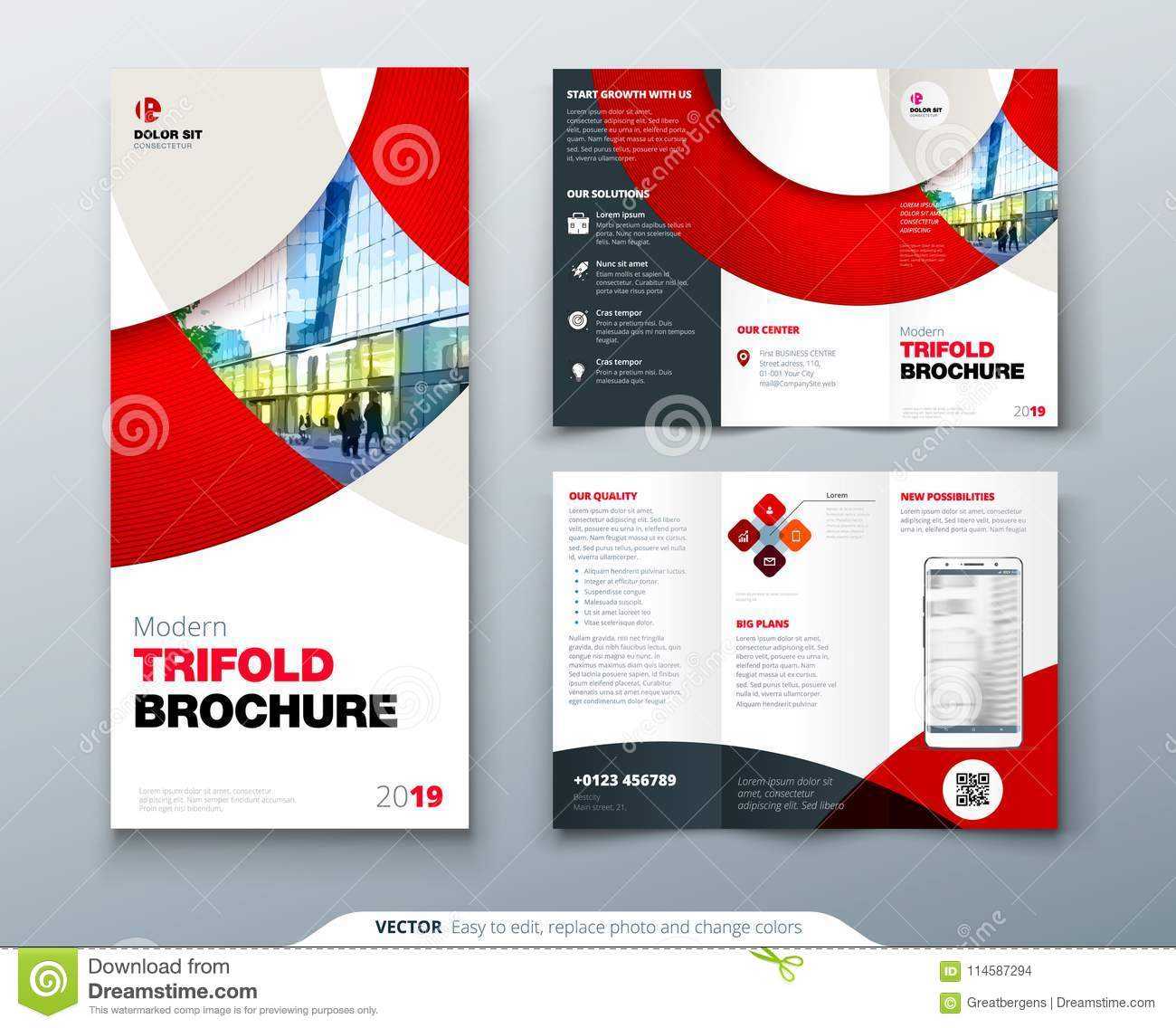 Tri Fold Brochure Design With Circle, Corporate Business Throughout Tri Fold Brochure Template Illustrator Free