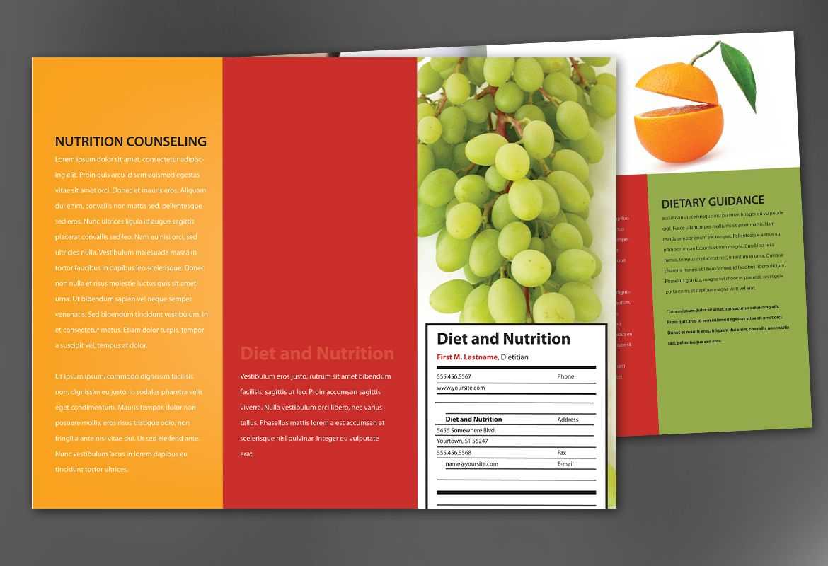 Tri Fold Brochure Template For Health And Nutrition. Order In Nutrition Brochure Template