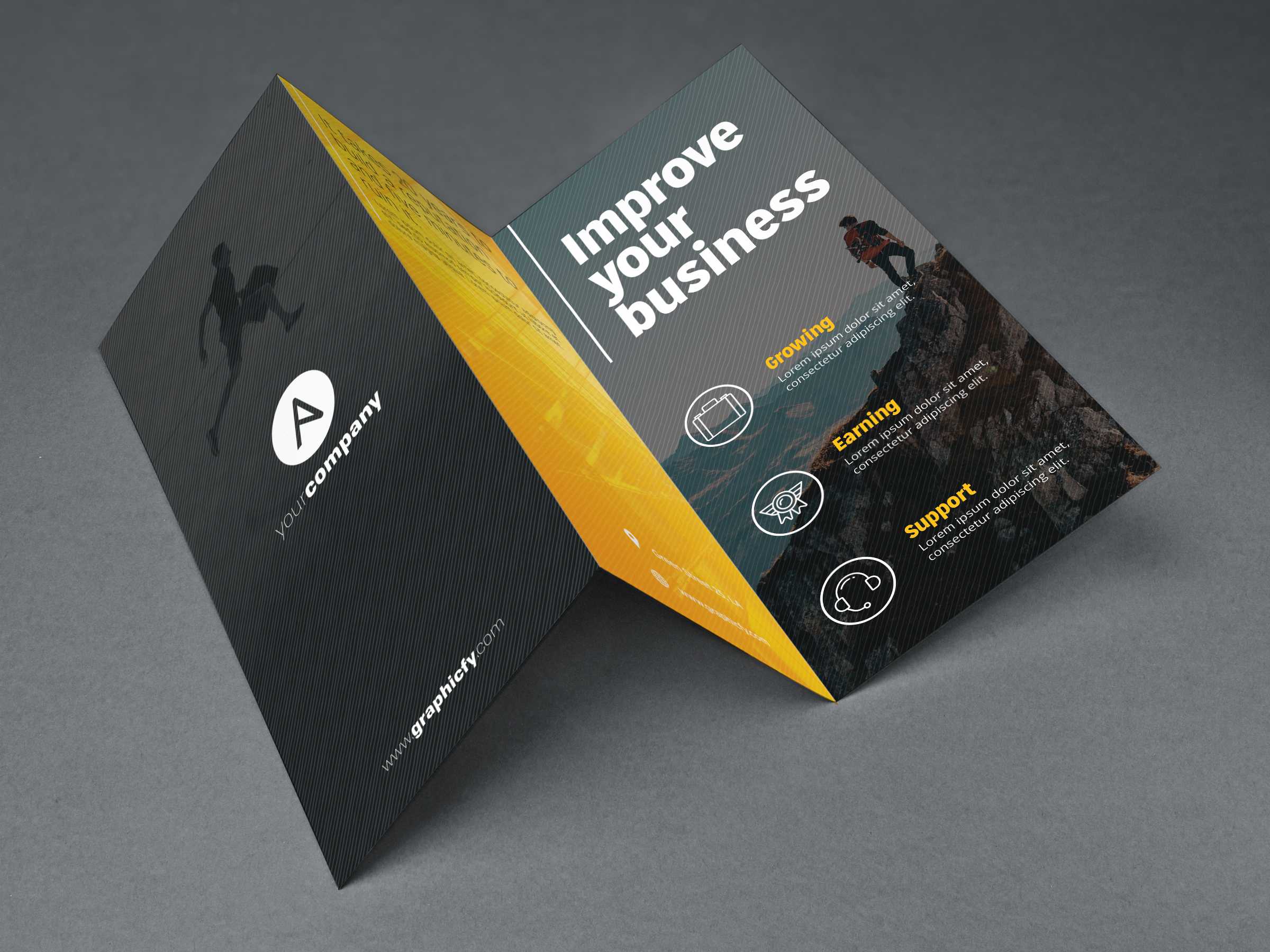 Tri Fold Brochure Template Psd – Graphicfy Market For Brochure Psd Template 3 Fold