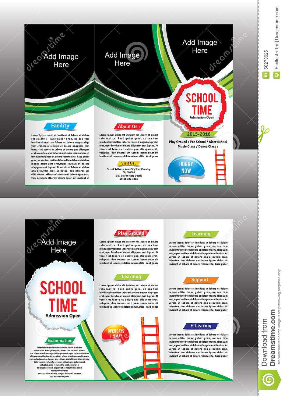 Tri Fold School Brochure Template Stock Vector Pertaining To Tri Fold School Brochure Template