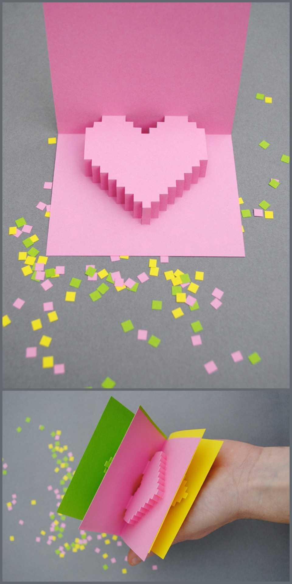 True Blue Me & You: Diys For Creatives • Diy Pixel Y Popup For Pixel Heart Pop Up Card Template