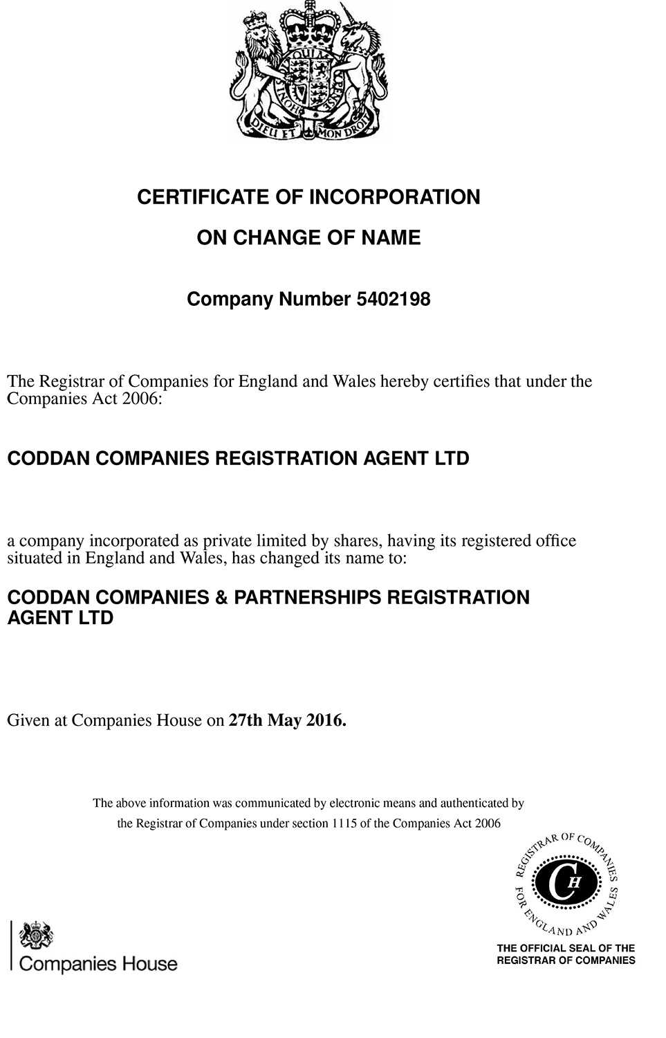 Uk About Company Registration Agent | About Coddan Company In Share Certificate Template Companies House