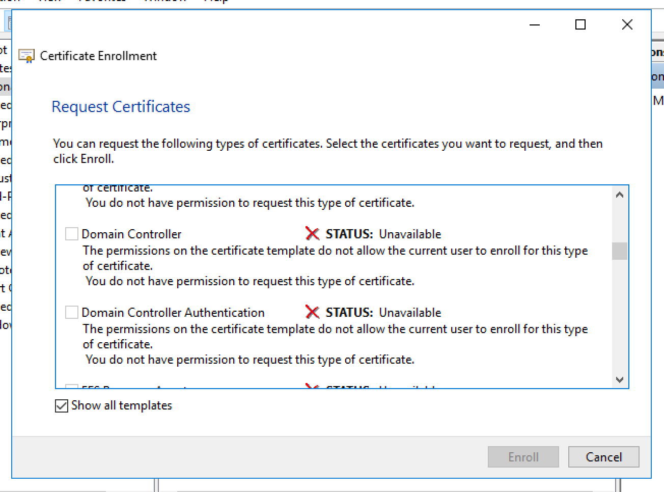 Unable To Request New Certificate From Nps Server Within Domain Controller Certificate Template