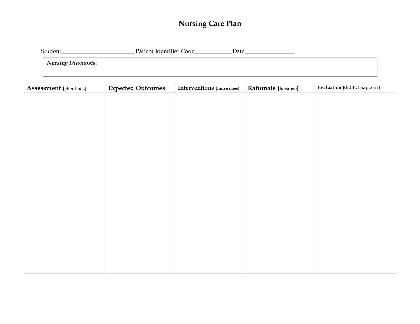 Unbelievable Nursing Care Plan Template Ideas Veterinary Within Nursing Care Plan Templates Blank