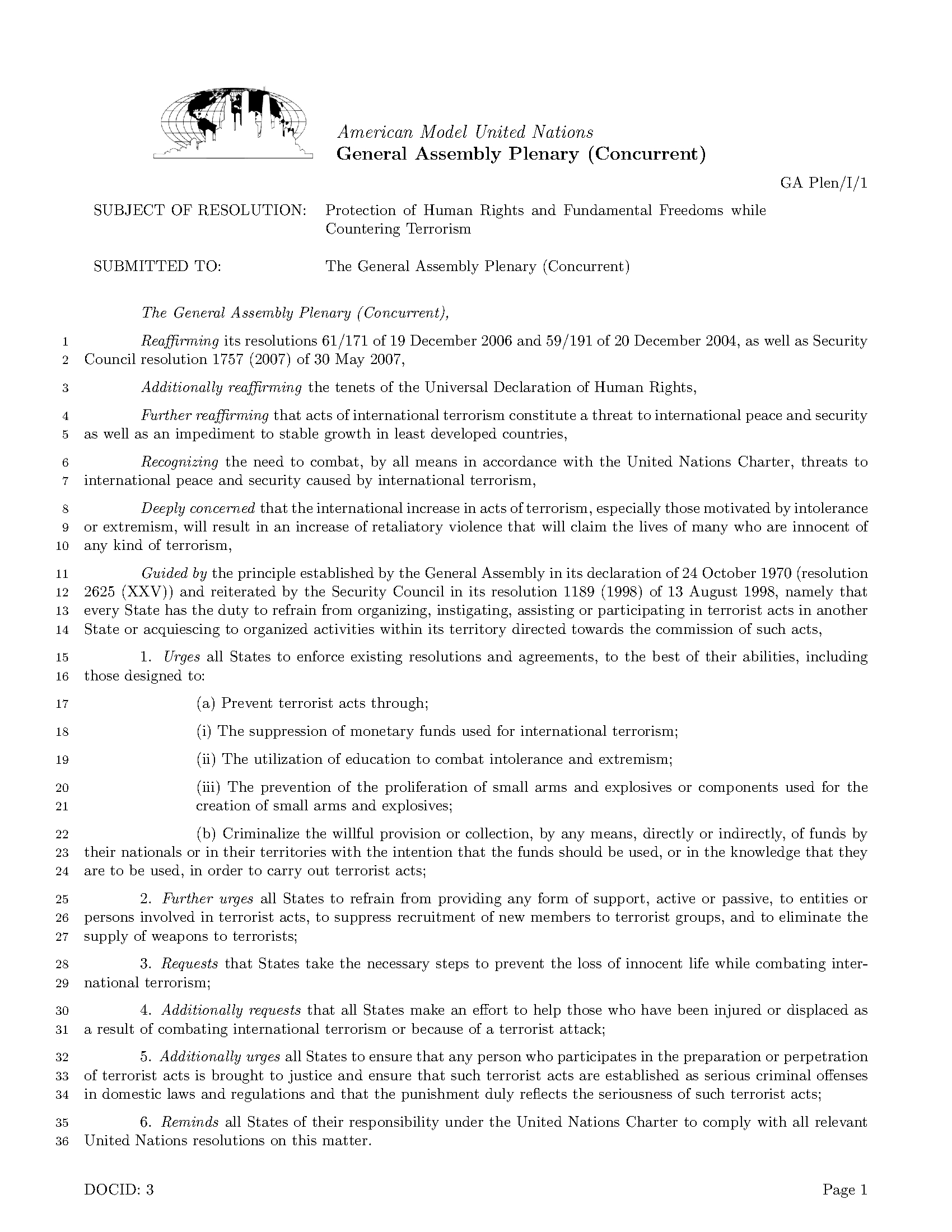 United Nations Documents – Amun Regarding Rapporteur Report Template