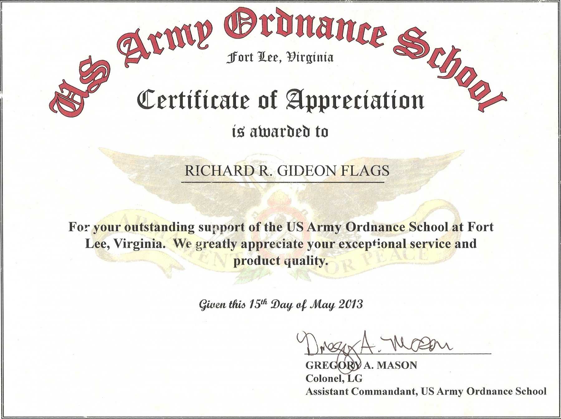 Us Army Certificate Of Achievement Template For Army Certificate Of Achievement Template