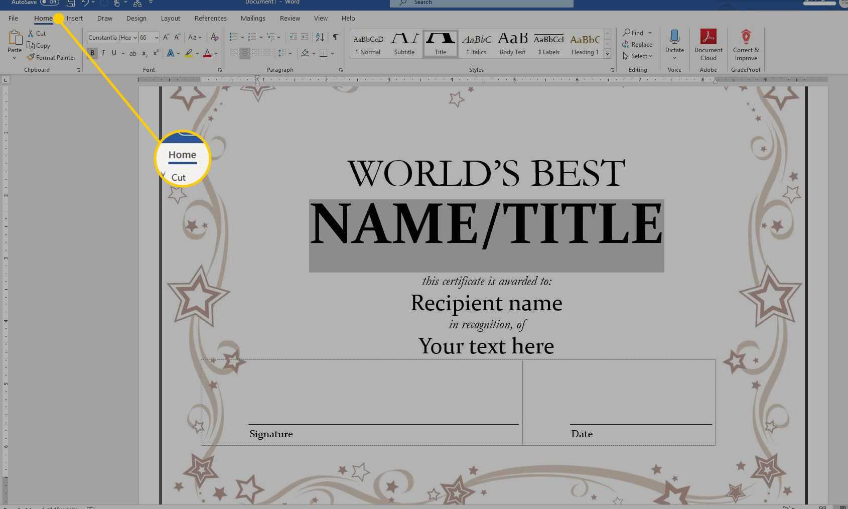 Using A Certificate Template In Microsoft Word Inside Word 2013 Certificate Template