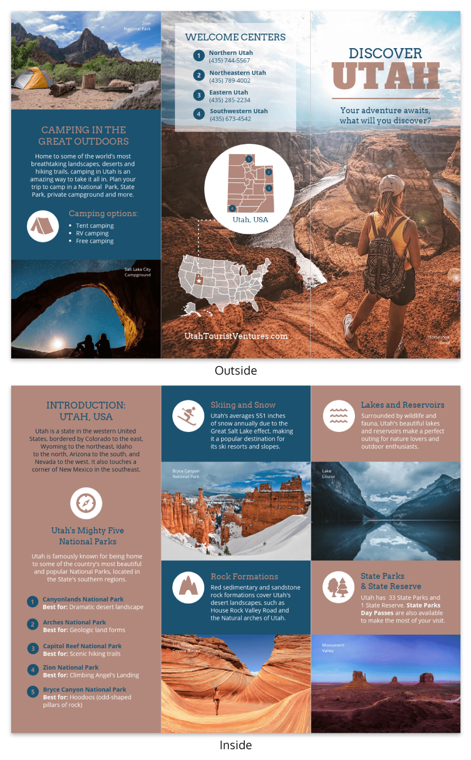 Utah Travel Brochure For Travel And Tourism Brochure Templates Free