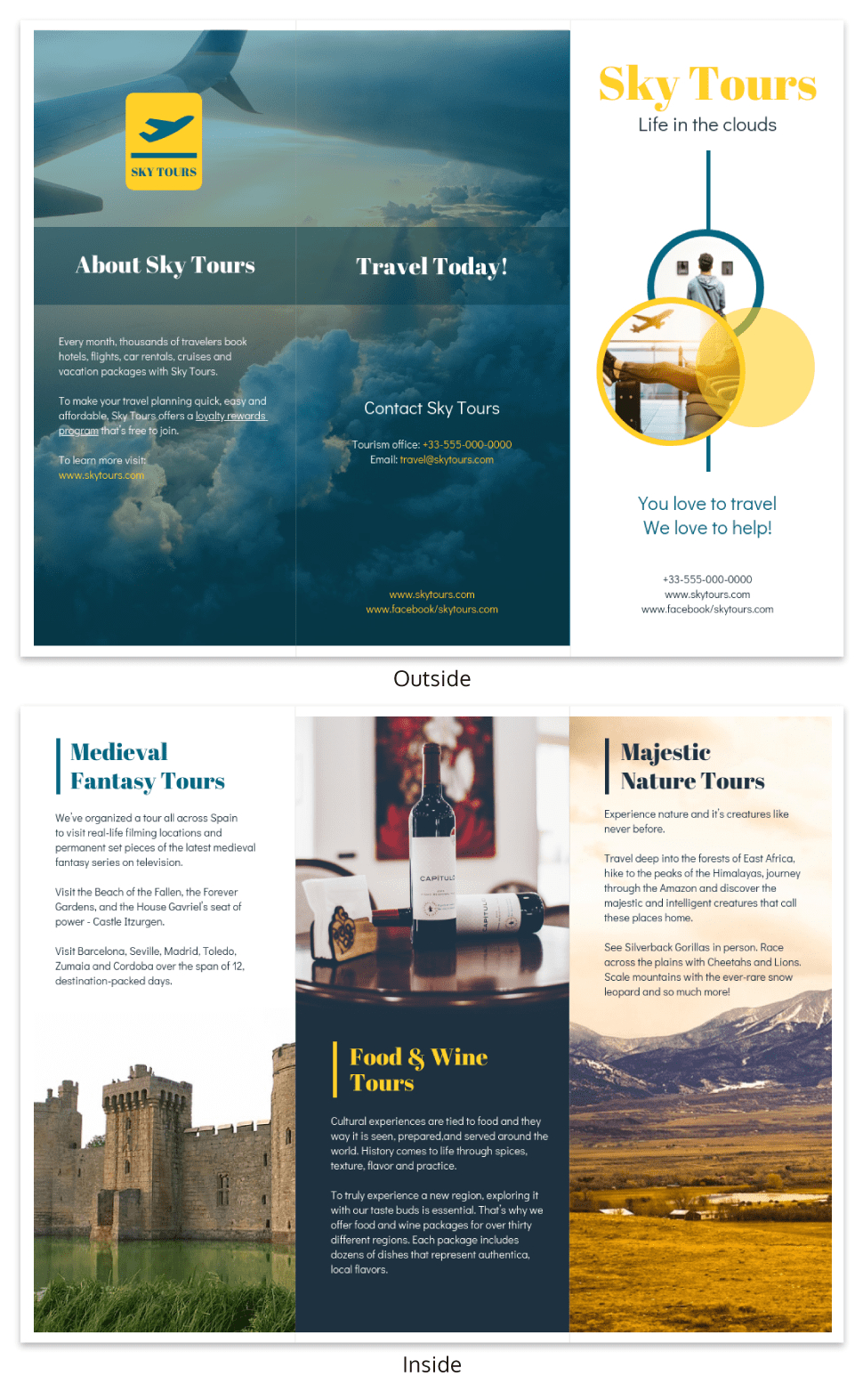 Vacation Tours Travel Tri Fold Brochure Template Regarding Wine Brochure Template