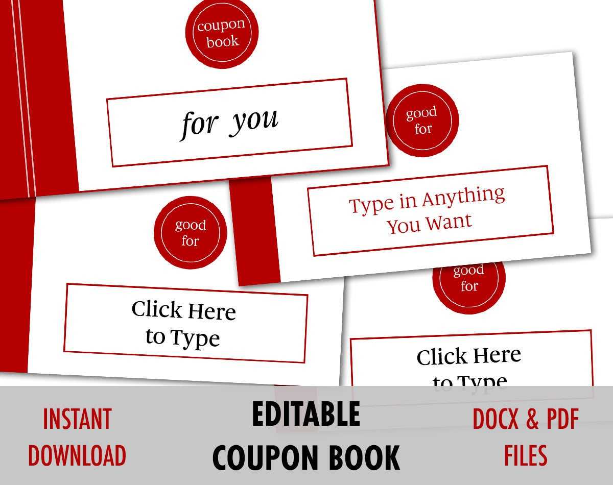 Valentines Day Gift For Him, Editable Love Coupon, Love Within Coupon Book Template Word