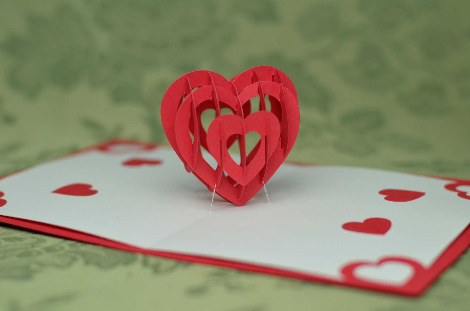 Valentine's Day Pop Up Card: 3D Heart Tutorial - Creative Inside Twisting Hearts Pop Up Card Template