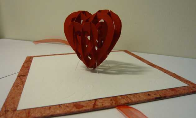 Valentine's Day Pop Up Card: 3D Heart Tutorial - Creative with 3D Heart Pop Up Card Template Pdf