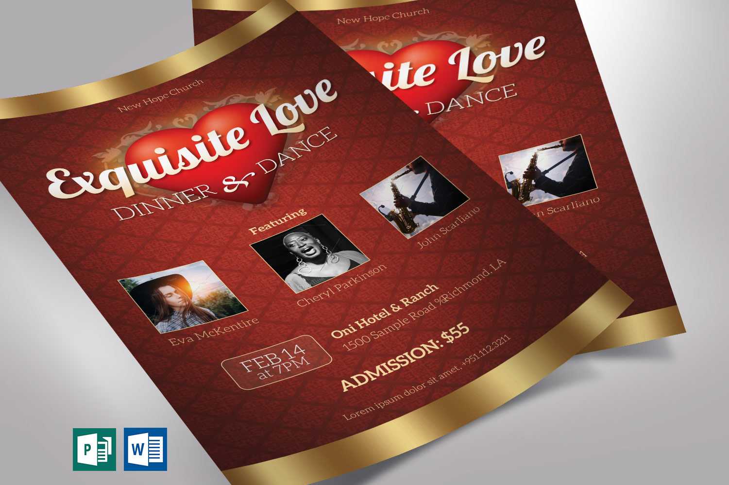 Valentines Dinner Dance Flyer Word Publisher Template On Behance Inside Dance Flyer Template Word