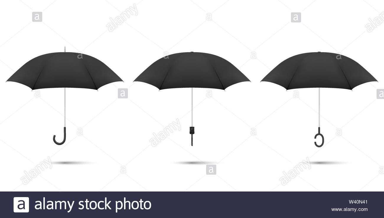 Vector 3D Realistic Render Black Blank Umbrella Icon Set Inside Blank Umbrella Template