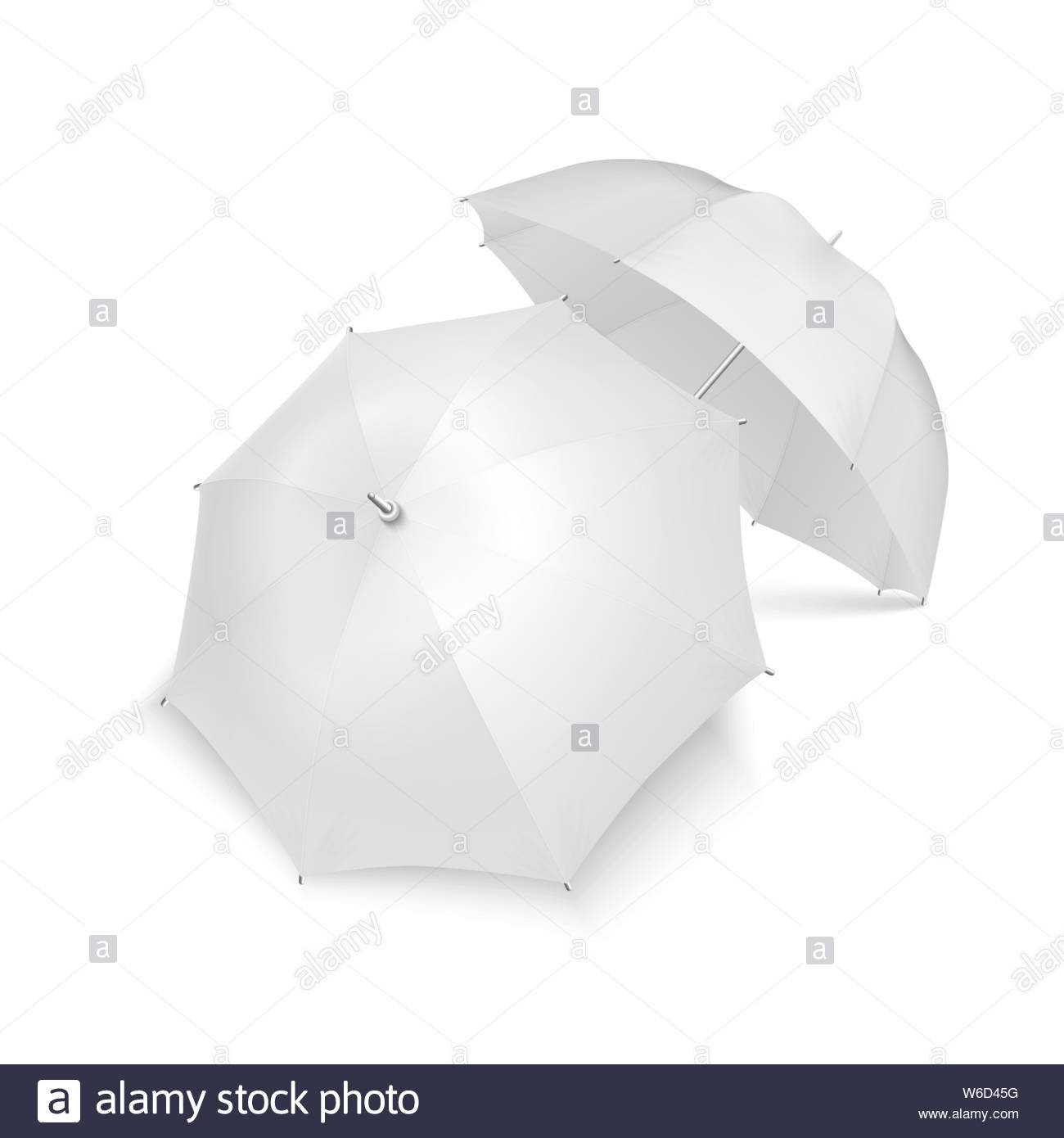 Vector 3D Realistic Render White Blank Umbrella Icon Set For Blank Umbrella Template