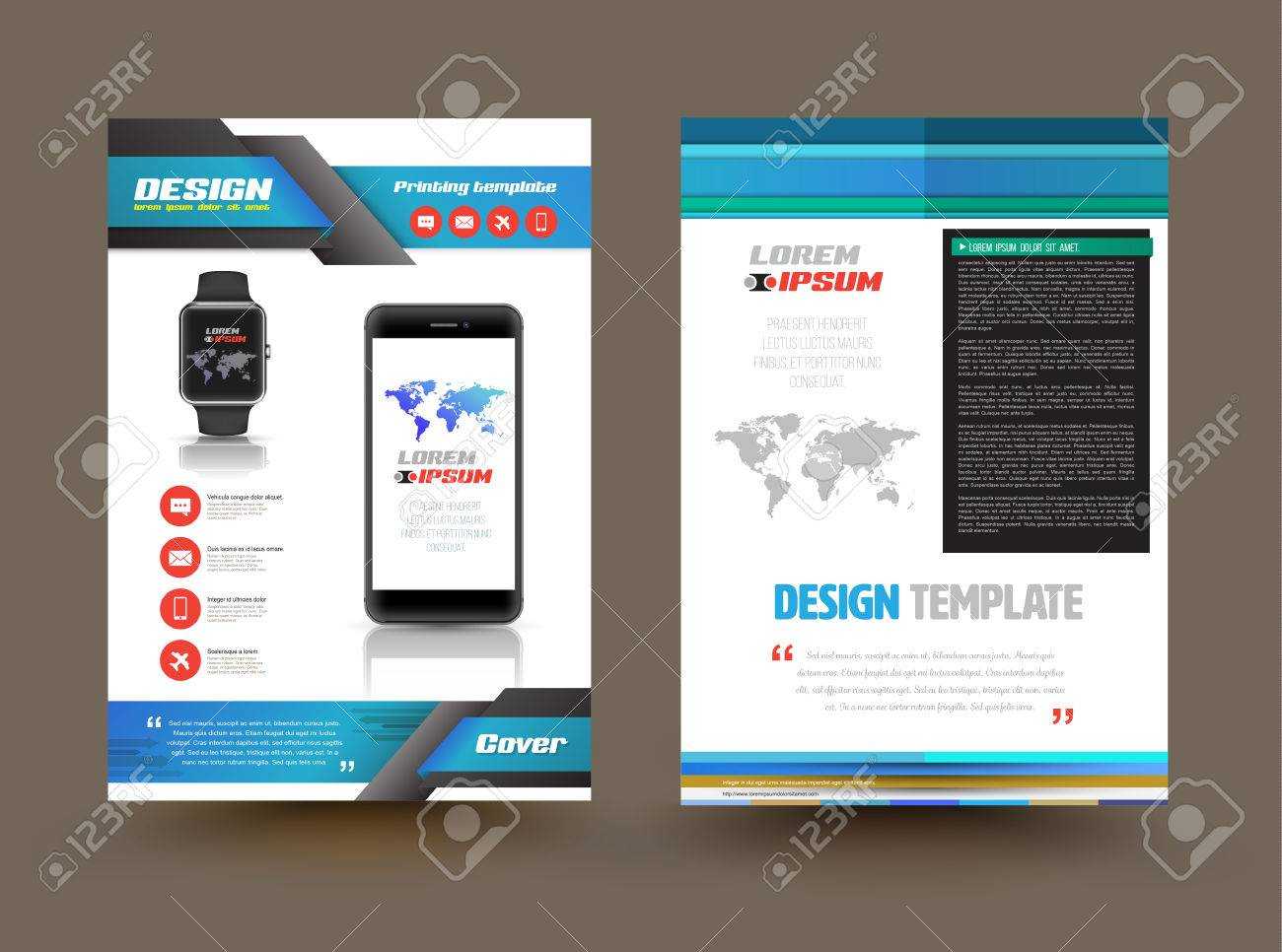Vector Brochure Template Design For Technology Product. Business.. Inside Technical Brochure Template