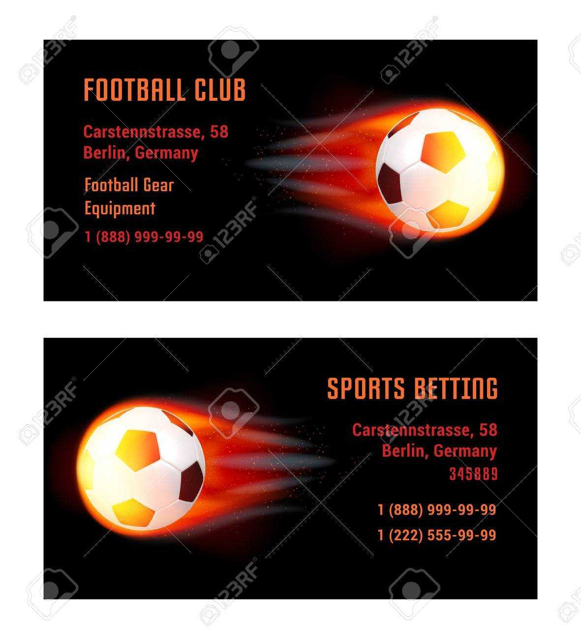 Vector Card Football Ball With Fire. Template For Football Club.. Within Football Betting Card Template
