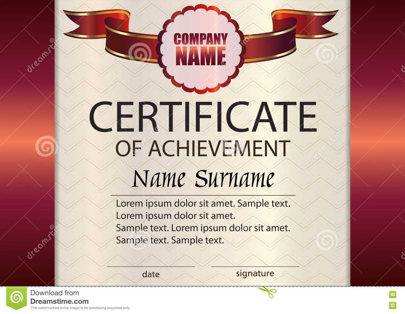 Vector Certificate Of Achievement Template. Award Winner In Certificate Of Attainment Template