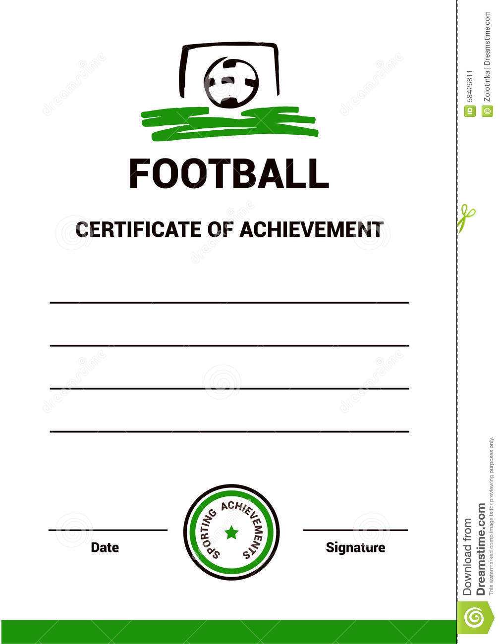 Vector Certificate Template Football Stock Vector Pertaining To Football Certificate Template
