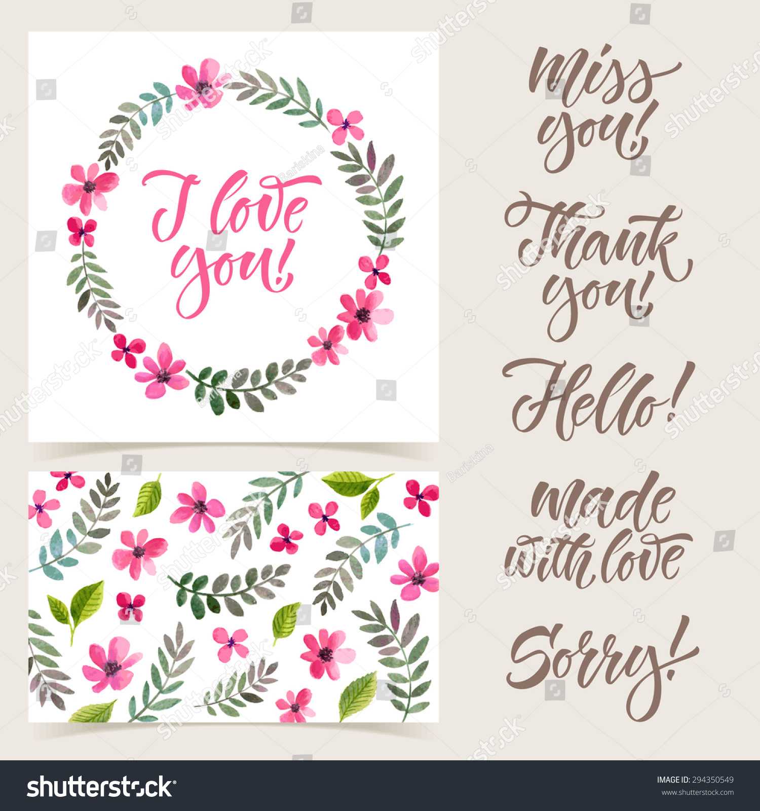 Vector Collection Cards Template Watercolor Elements Stock Within Sorry Card Template