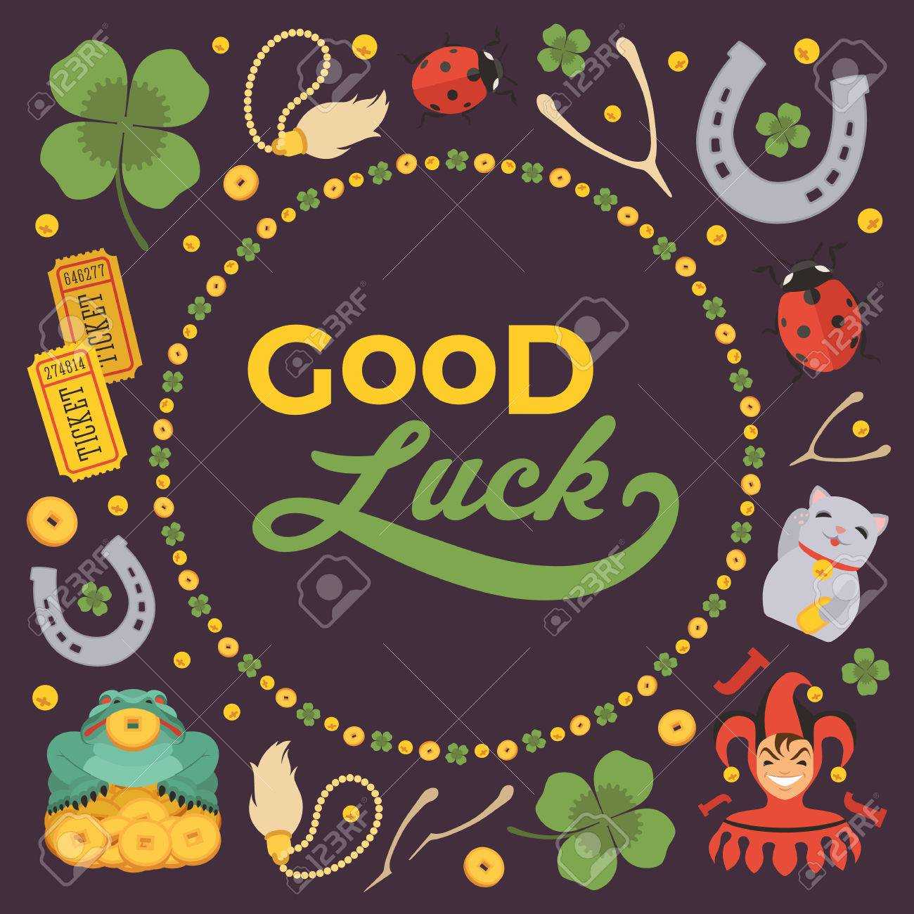 Vector Decorating Design Made Of Lucky Charms, And The Words.. Throughout Good Luck Card Templates