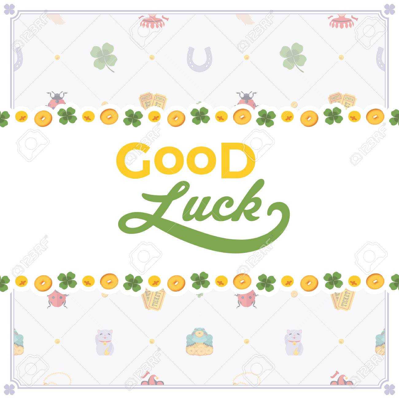 Vector Decorating Design Made Of Lucky Charms, And The Words.. With Good Luck Card Template