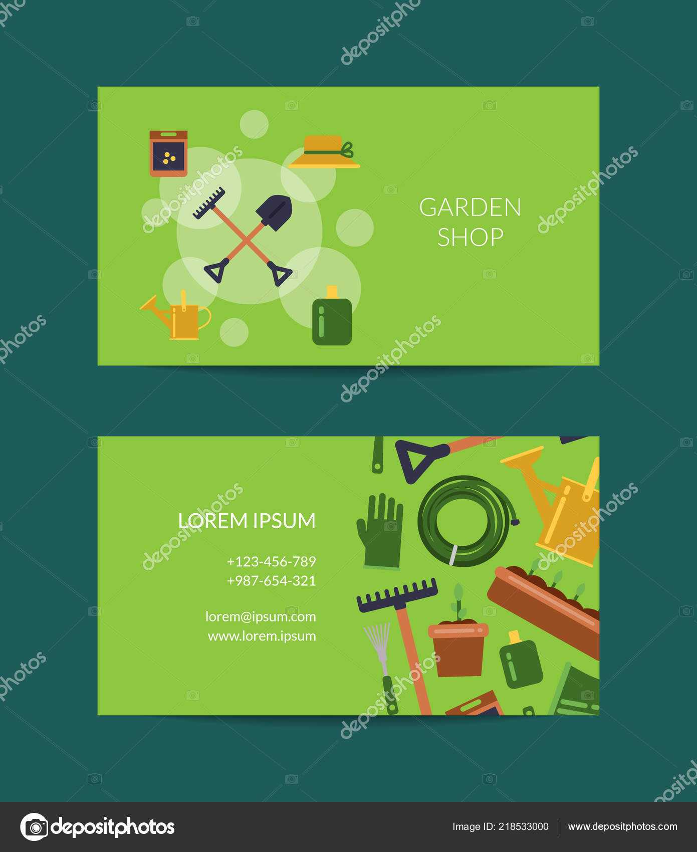 Vector Flat Gardening Icons Business Card — Stock Vector With Gardening Business Cards Templates