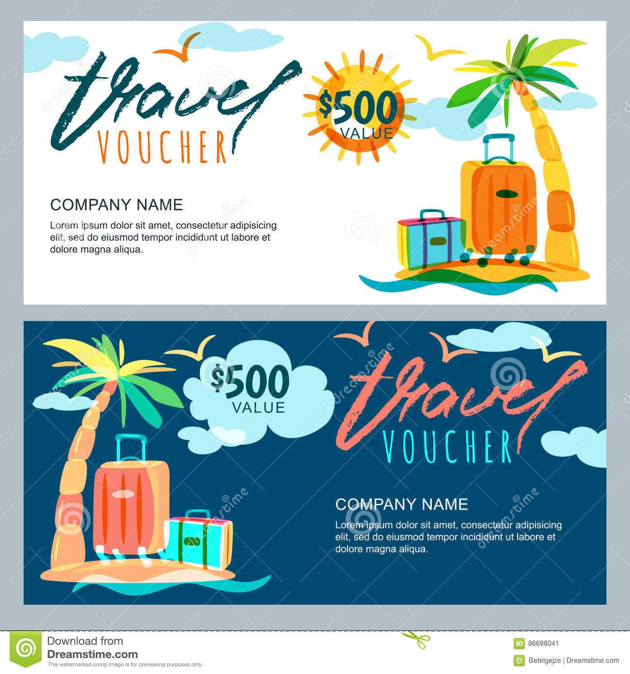 Vector Gift Travel Voucher Template. Tropical Island Within Free Travel Gift Certificate Template