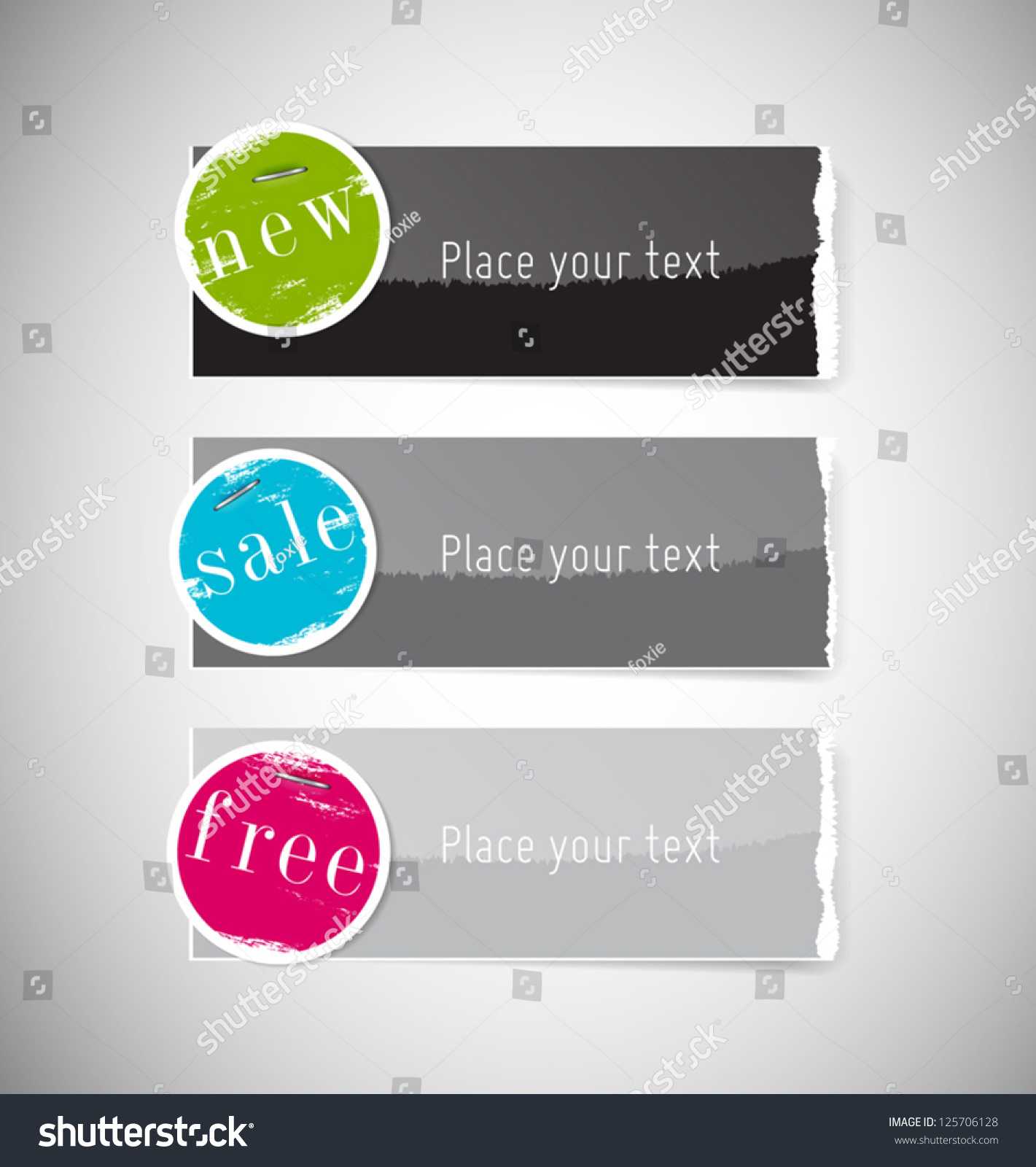 Vector Glossy Glazed Torn Paper Banners Stock Vector With Staples Banner Template