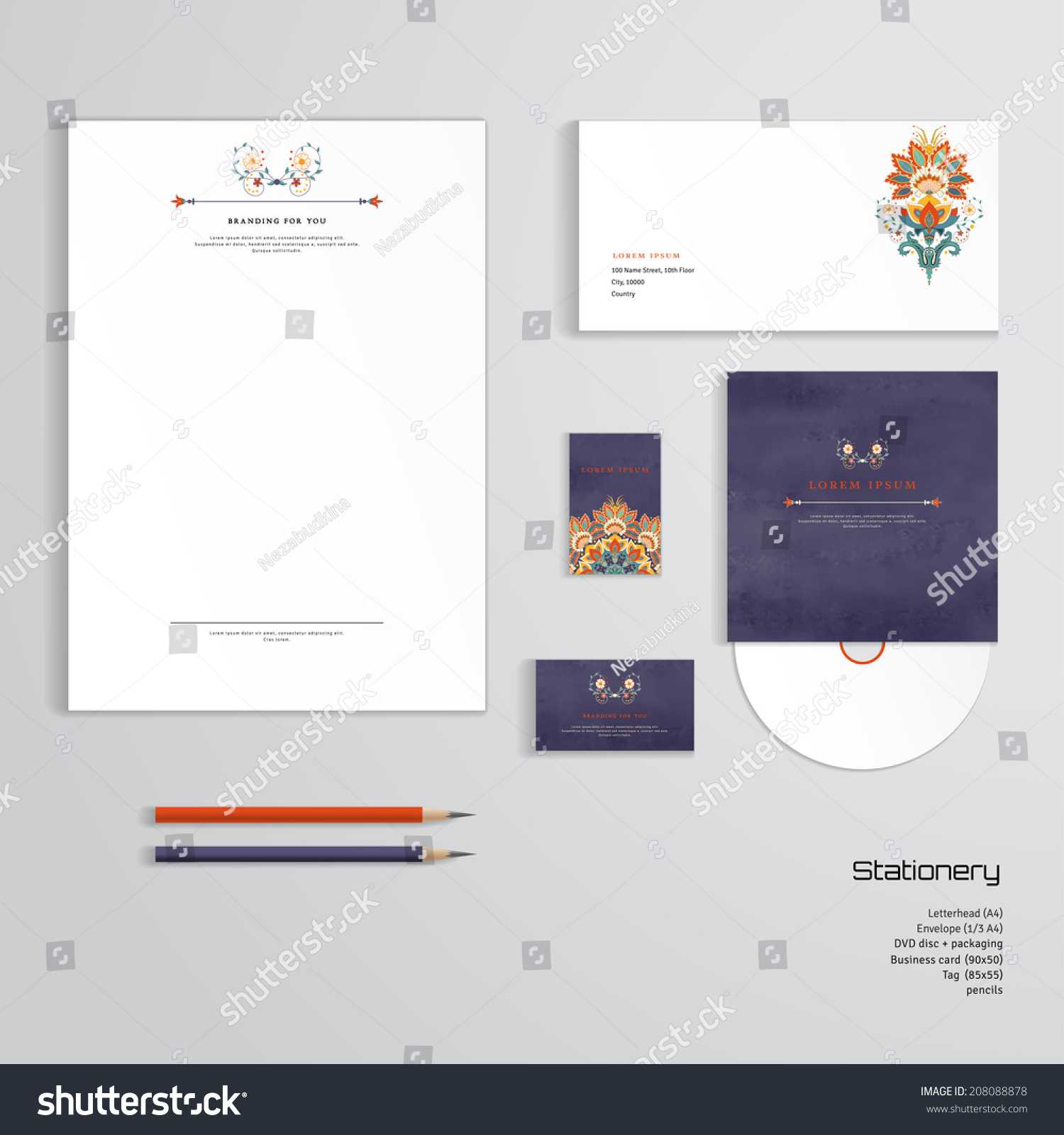 Vector Identity Templates Letterhead Envelope Business Stock With Business Card Letterhead Envelope Template