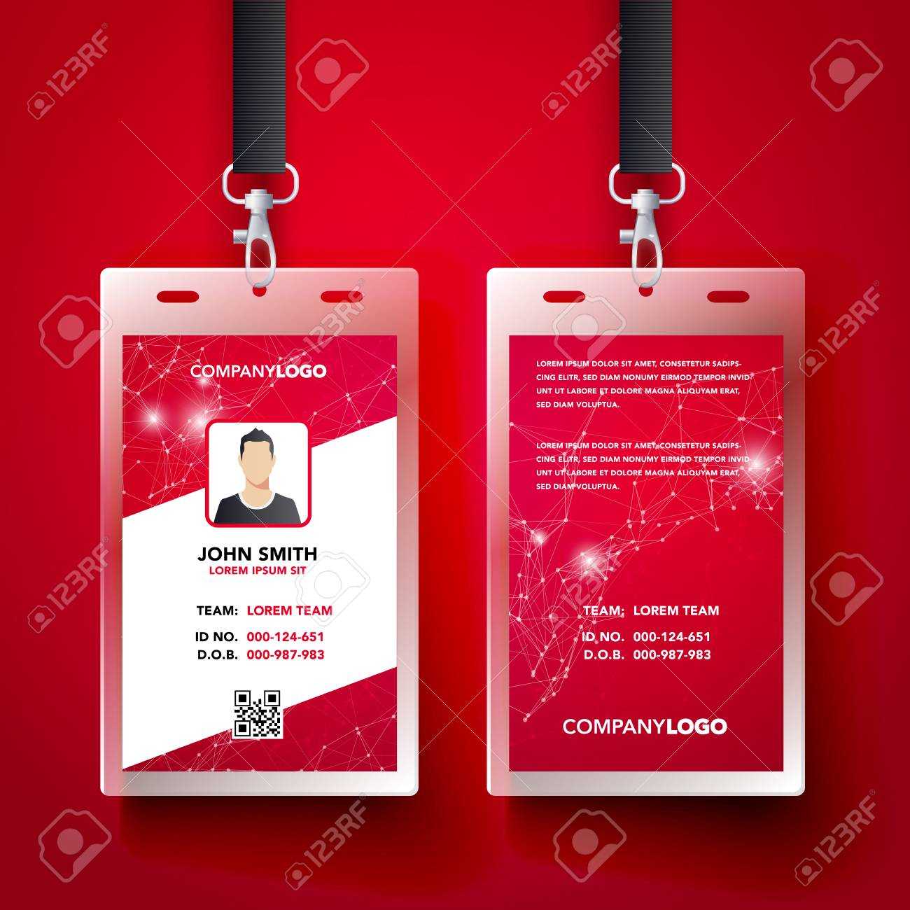 Vector Illustration Red Corporate Id Card Design Template Set With Company Id Card Design Template