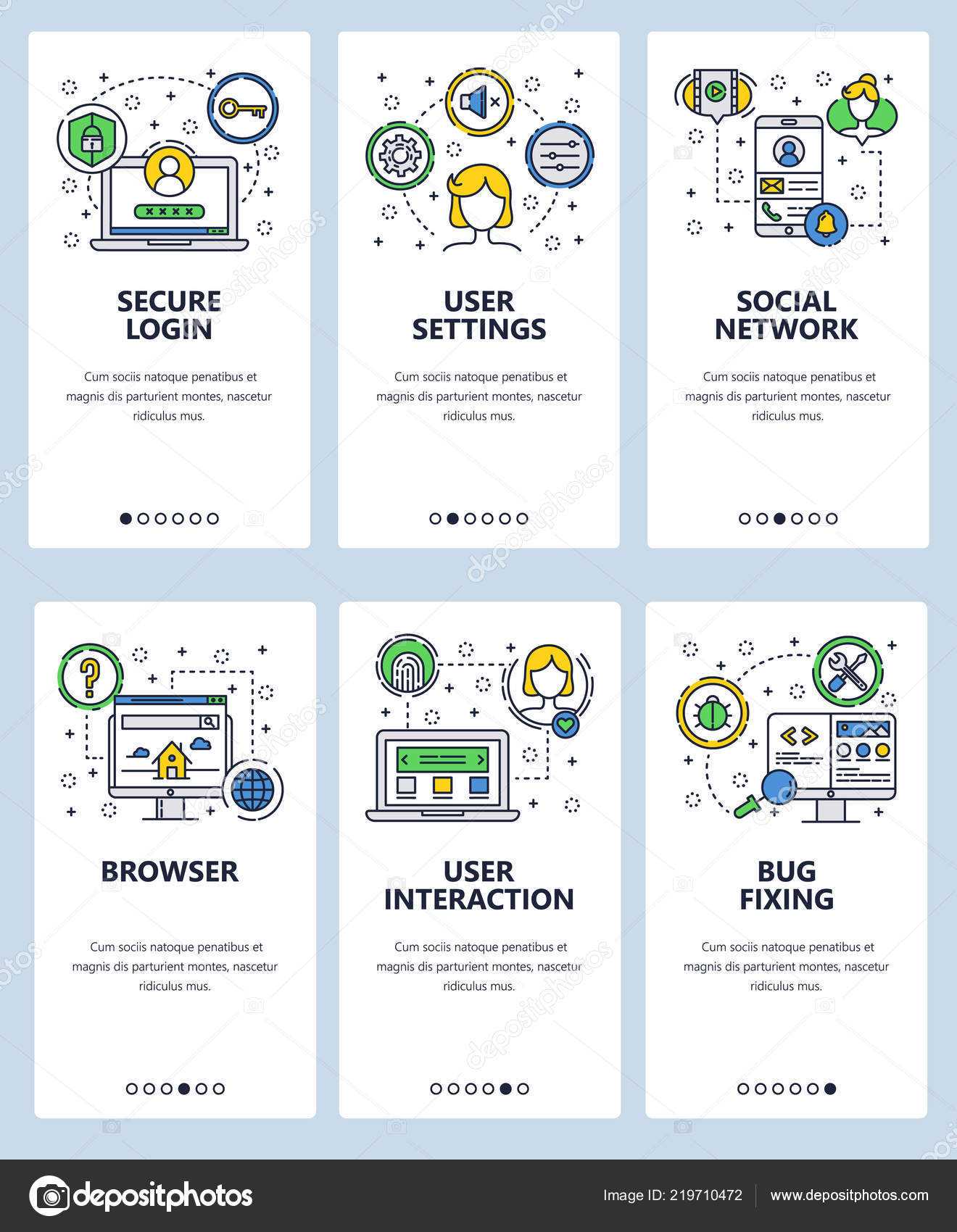 Vector Line Art Web And Mobile App Template Set — Stock In Editable Social Security Card Template