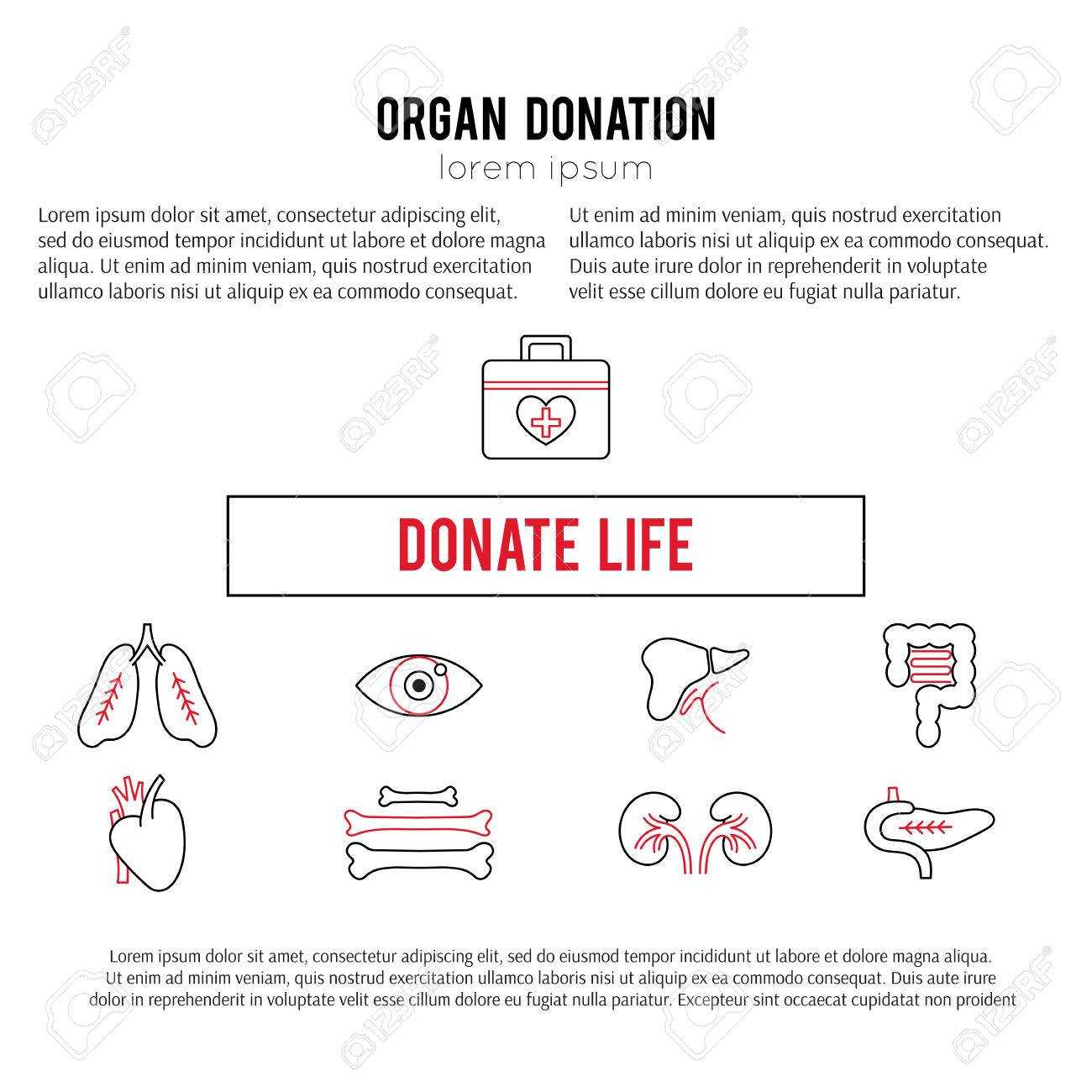 Vector Square Banner Template. Organ Donation Thin Line Icons With Regard To Organ Donor Card Template