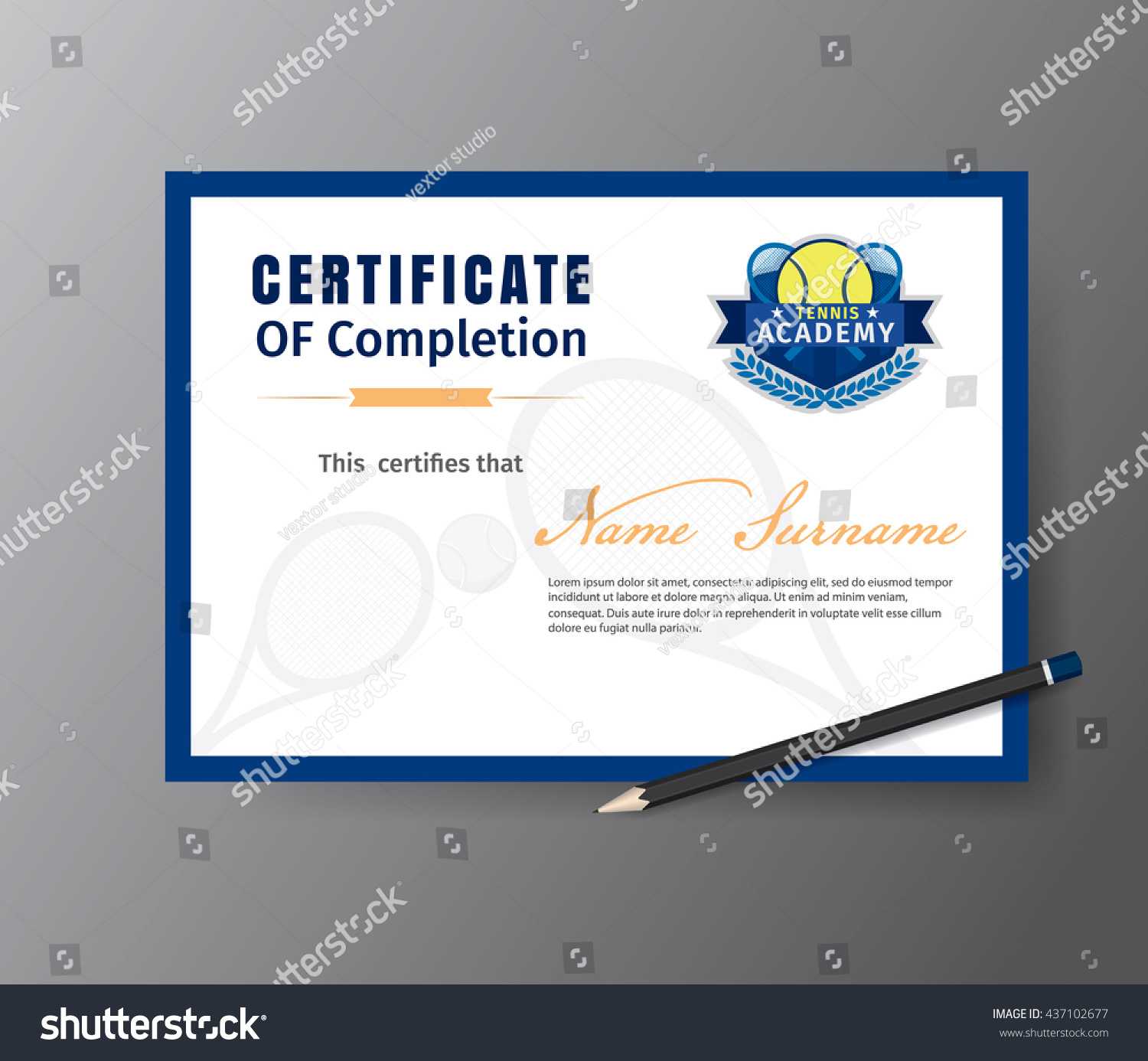 Vector Template Certificate Tennis Training Course Stock With Regard To Tennis Gift Certificate Template