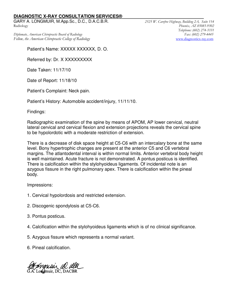 View The Report – Diagnostic X Ray With Chiropractic X Ray Report Template