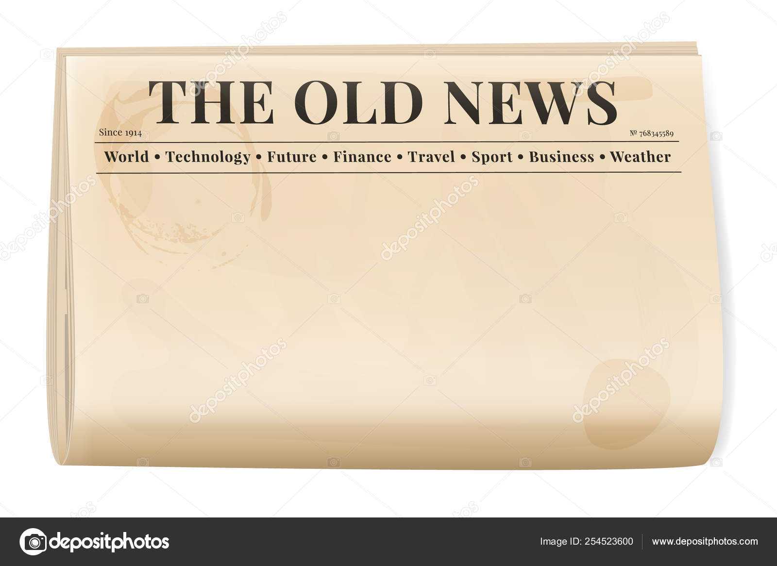Vintage Newspaper Template. Folded Cover Page Of A News Throughout Old Blank Newspaper Template