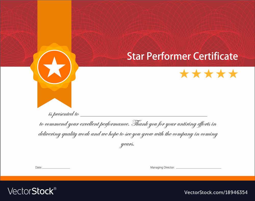 Vintage Red And Gold Star Performer Certificate Within Star Performer Certificate Templates
