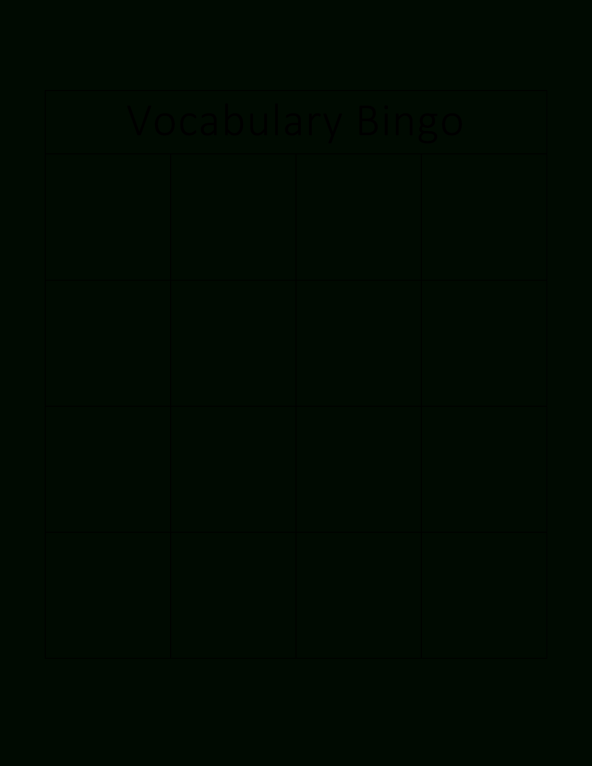 Vocabulary Bingo Card | Templates At Allbusinesstemplates With Bingo Card Template Word