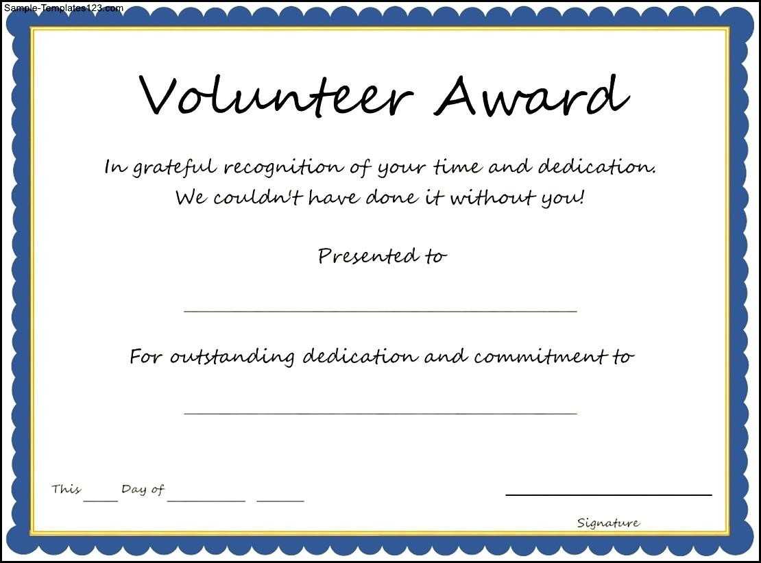 Volunteer Award Certificate Template - Sample Templates With Safety Recognition Certificate Template