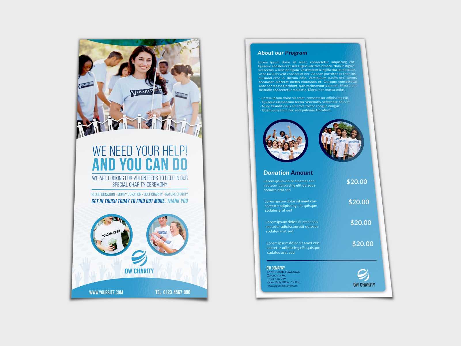 Volunteer Flyer Template Dl Sizeowpictures On Dribbble Within Volunteer Brochure Template