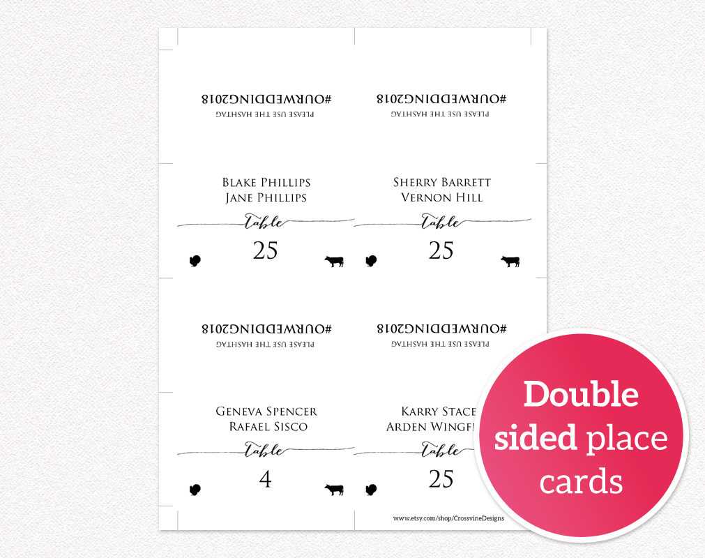 Wanted Place Card Template Double Sided Cards With Meal For Wedding Place Card Template Free Word