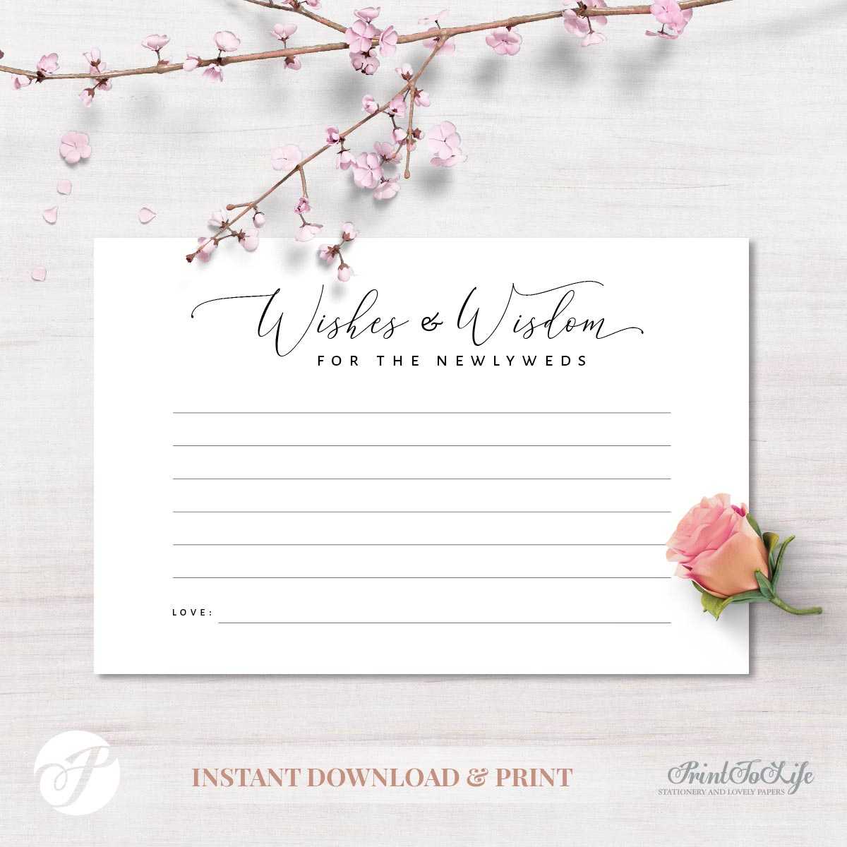 Wedding Advice Card, Wishes & Wisdom For The Newlyweds, #lettering  Collection For Marriage Advice Cards Templates