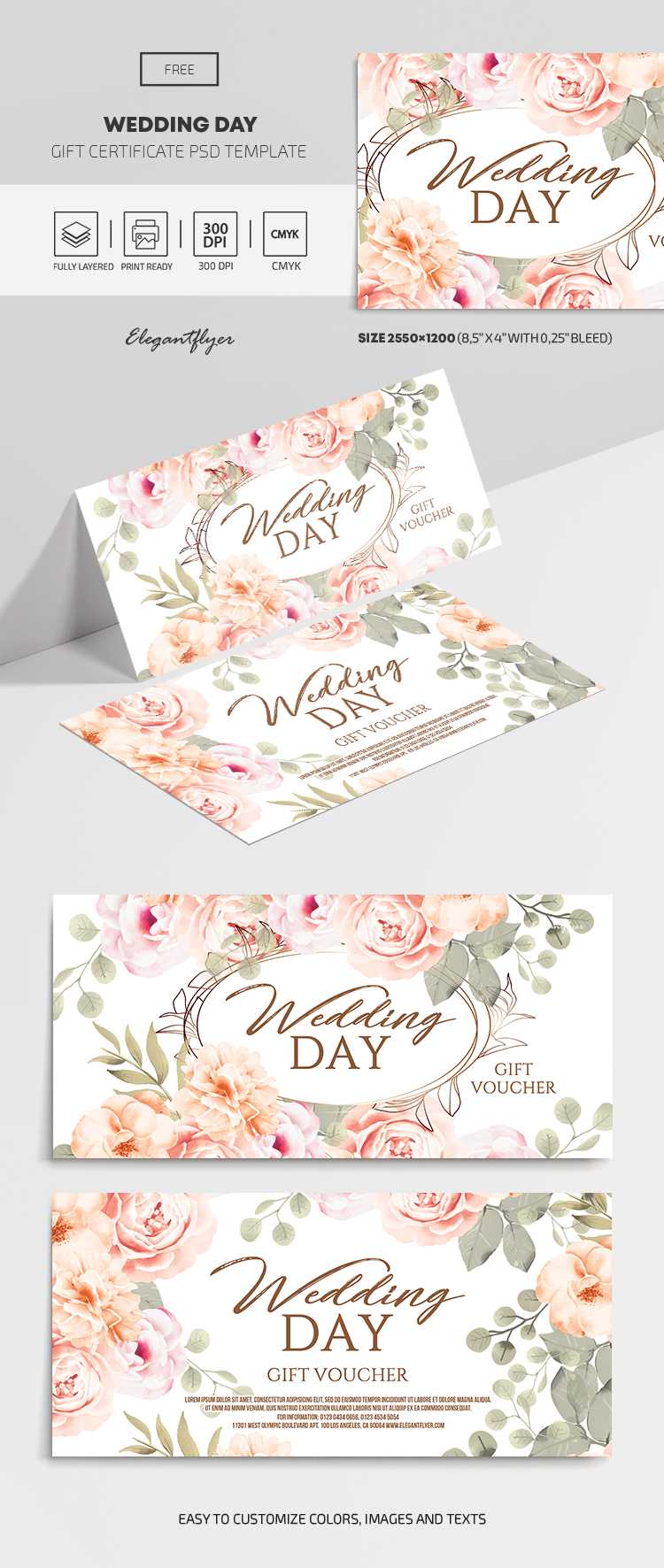 Wedding Day – Free Gift Certificate Template In Psd – Inside Spa Day Gift Certificate Template